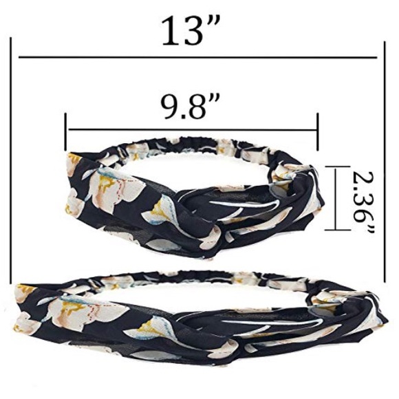 Dark Blue Floral Print Boho Twist Headband - Picture 6 of 8